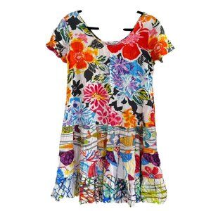 Vintage Jams World Colorful Floral Womens Mini Dress Size XS